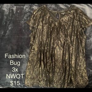 Fashion Bug 3x black and gold lace blouse